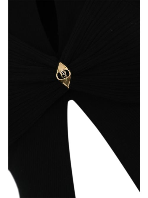 Canotta a costine con cut-out Nero Elisabetta Franchi | TK30B51E2110